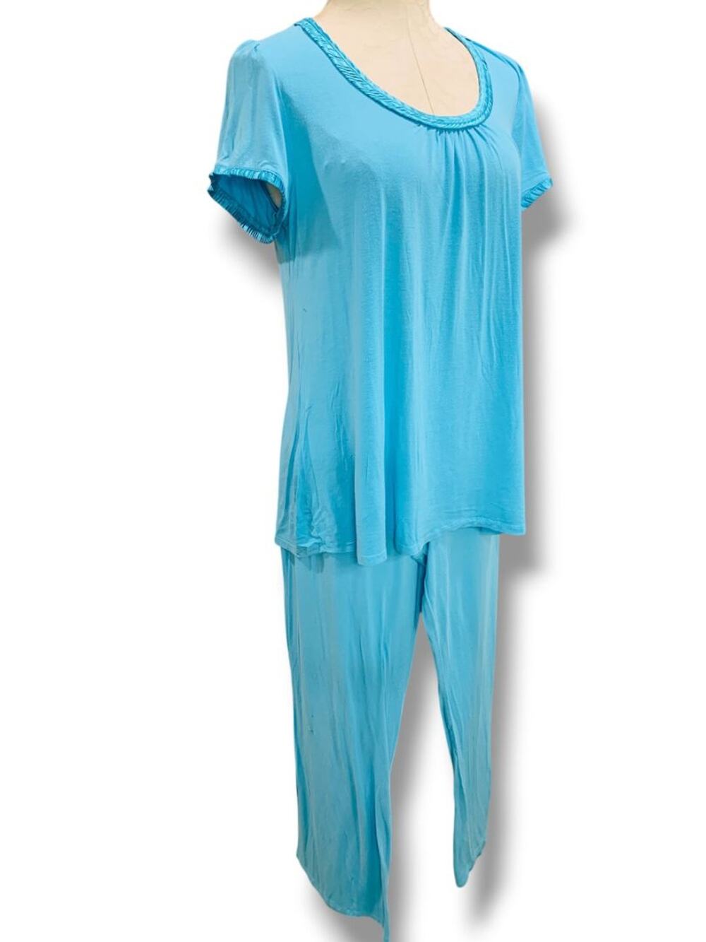 Medium Carole Hochman Womens PJ Pajama Set Turquoise Lightweight